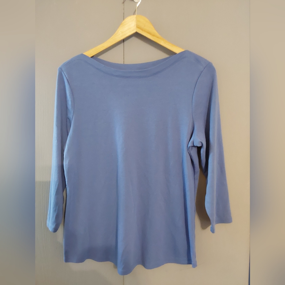 Chico's Soft Blue 3/4 Sleeve The Ultimate Tee